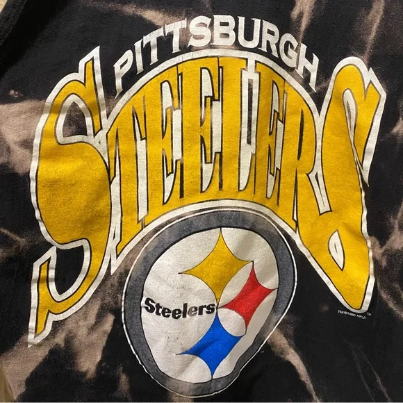 Men’s Large NFL Pittsburgh Steelers Vintage True Fan Upcycled Bleached Tank - Picture 5 of 13
